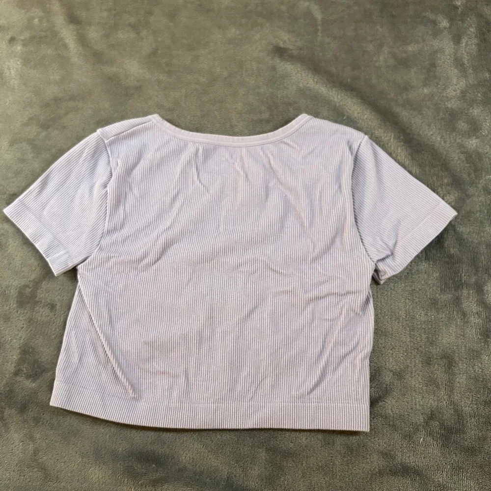 Art Class Girls‎ Purple Ribbed Knit Crop Top Short Sleeve Shirt Size Medium (8)